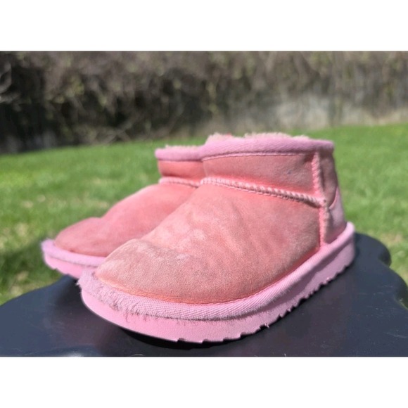 UGG Other - Ugg Kids Ultra Mini Sheepskin Boots Pink Sz 11